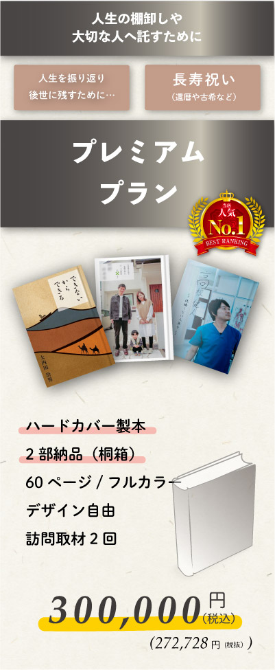 【プレミアムプラン】ハードカバー製本・2部納品・保管用高級桐箱付_300,000円