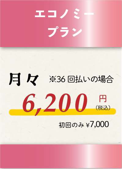 エコノミープラン 36回払い 6200円