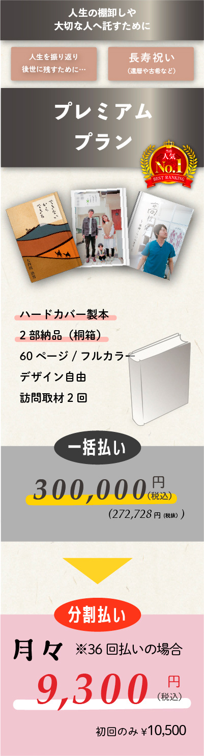 プレミアムプラン 一括30万円→分割9300円